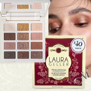 LAURA GELLER Ciao Gorgeous NUDE ATTITUDE 12 Multi-Finish Eyeshadows NIB 10.6g